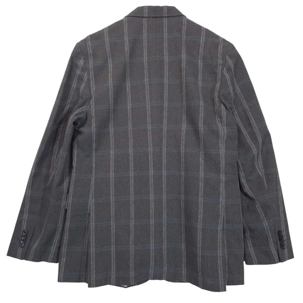 Joseph Abboud Linen Cotton Plaid Sport Coat Blazer Mens Sz L Gray Preppy Summer